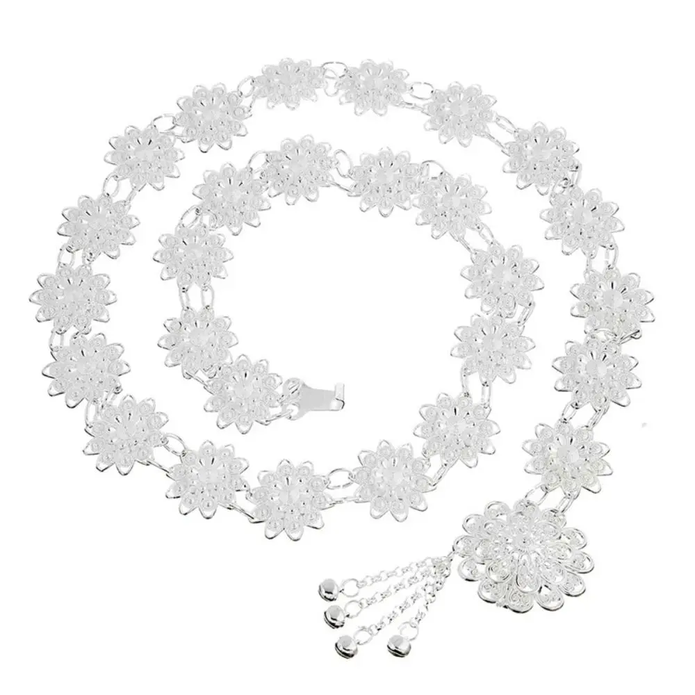 ヴィンテージインドのベリーダンスのウエストチェーン,ゴールドとシルバーの色,ジプシータイとトルコの金属,中空の花