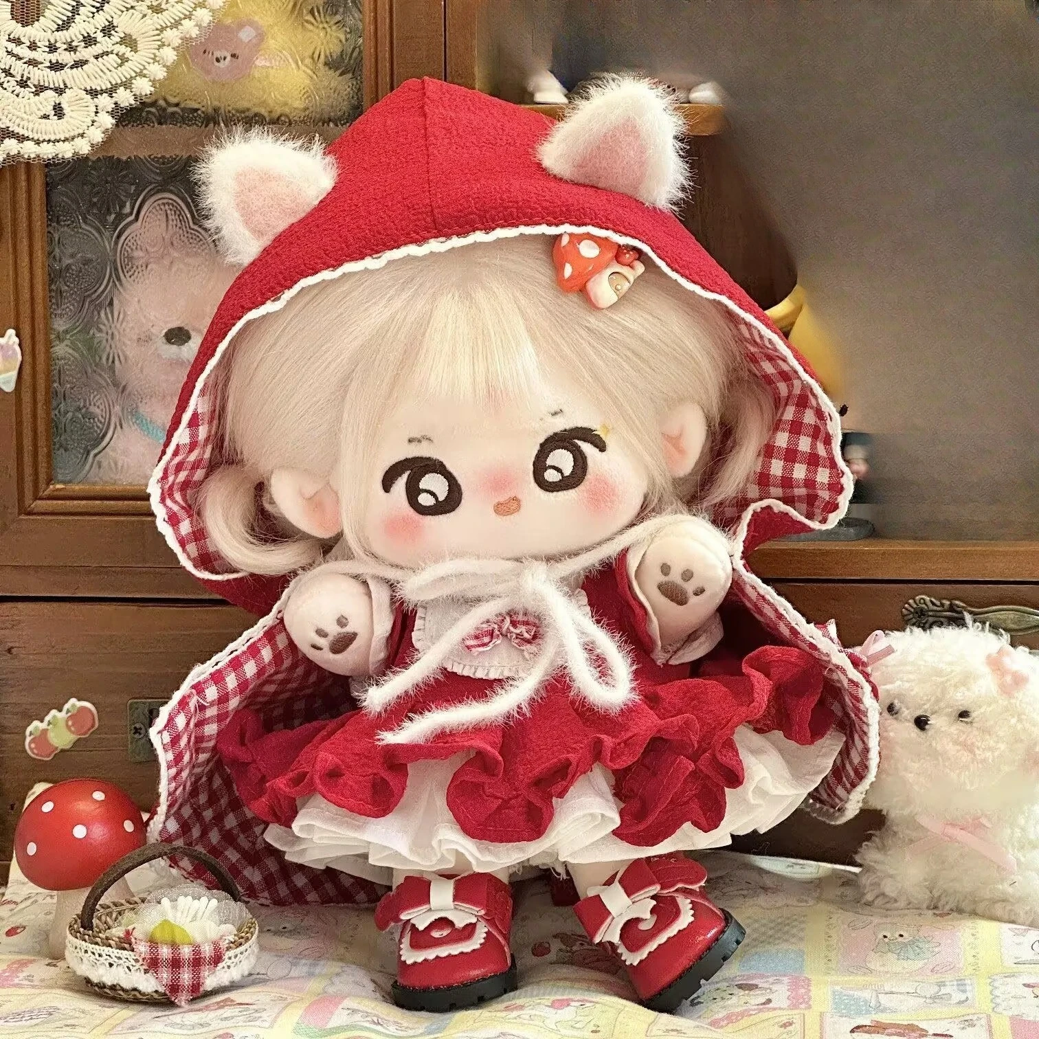 20cm 아기 옷, 20cm 면 인형 옷, 빨간 망토 귀여운 동화, 코스프레 속성 인형 교체 의상