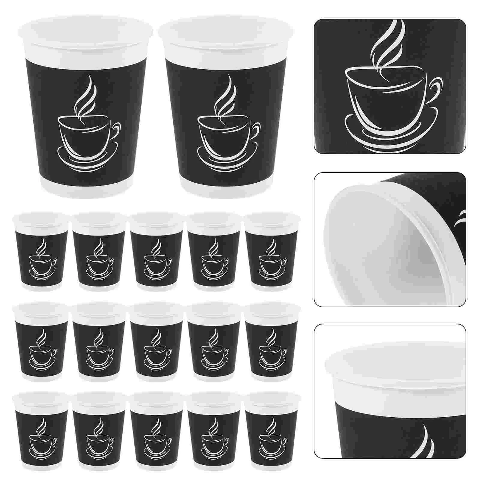 

50 Pcs Paper Coffee Cup Cups Tea with Cover Cold Beverage Hot Cocoa Drink Small Office Mug