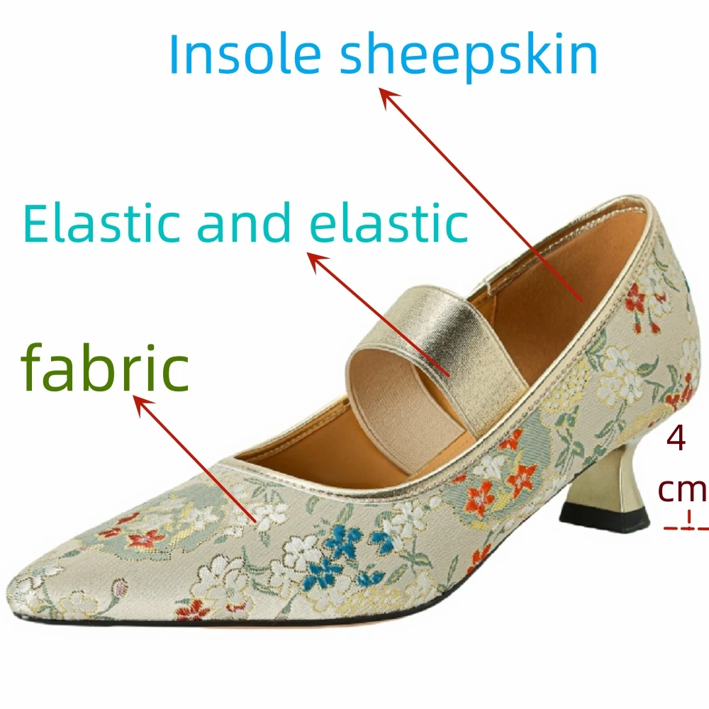 1948 jochebed hu】scarpe da donna fatte a mano con fiori colorati Patchwork di base décolleté con tacco alto Point Plus scarpe con tacco 34-40