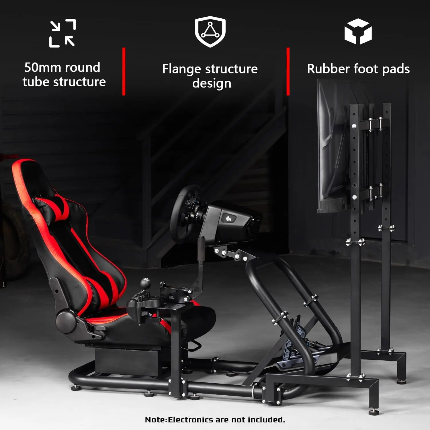 Stabiler Rennsimulator-Cockpit mit Monitorhalterung, kompatibel mit Logitech, ohne Rad, Pedal, Handbremse und Fernseher