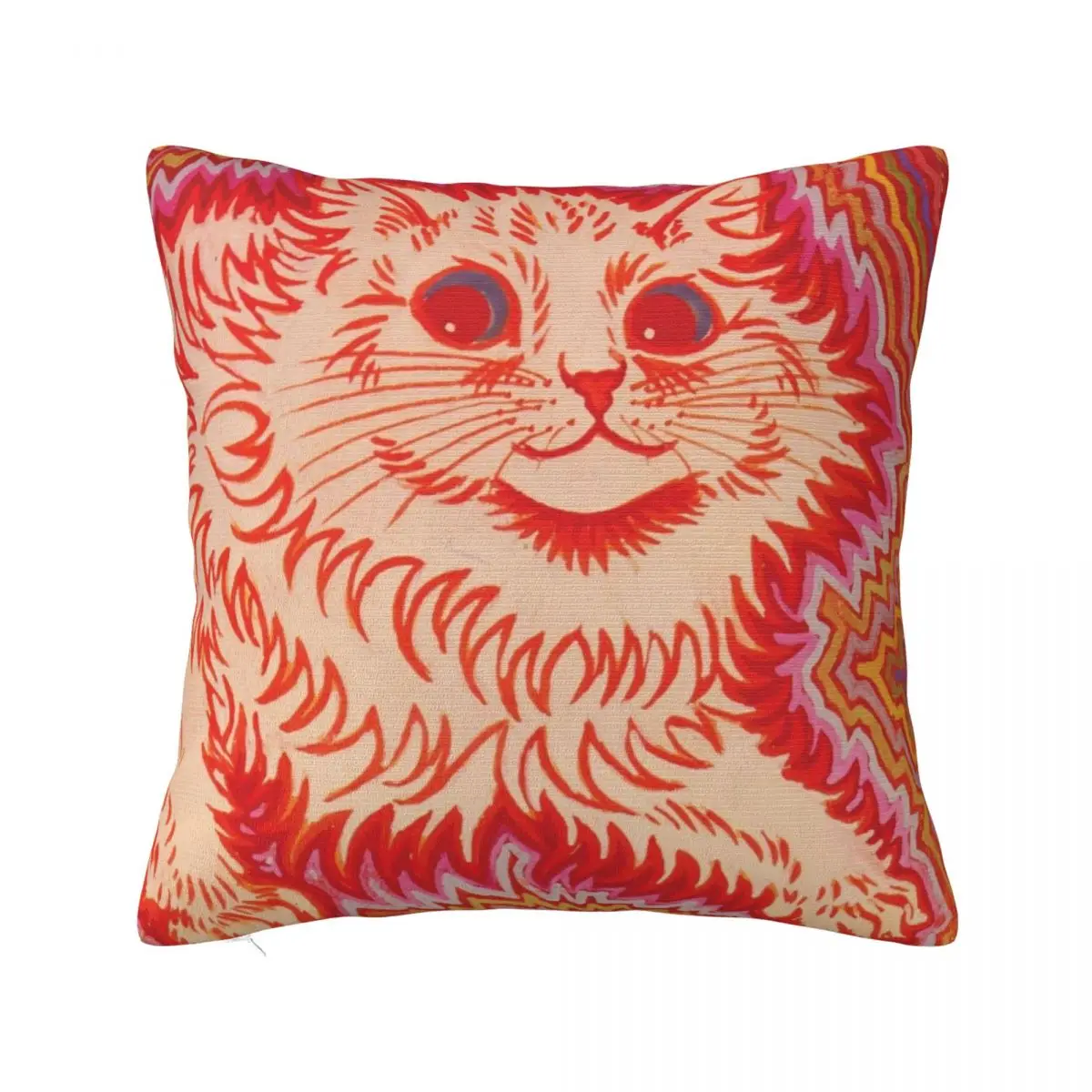 

Louis Wain Orange Psychadelic Cat Throw Pillow christmas ornaments 2024 Christmas Pillowcase