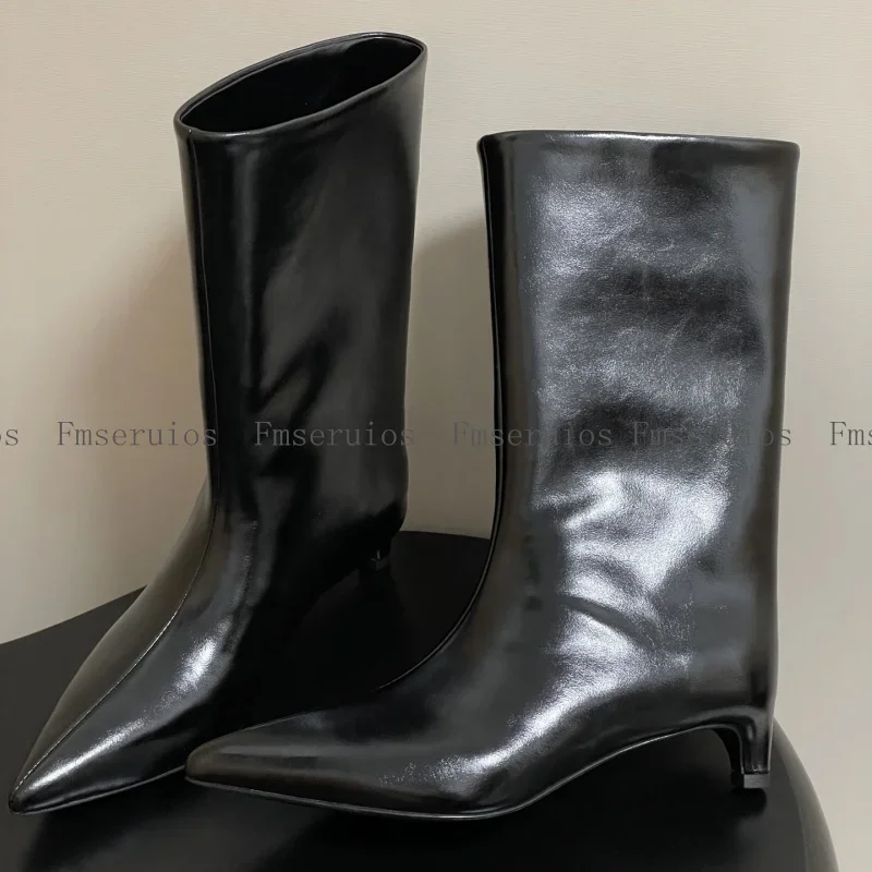 النساء حذاء من الجلد أشار تو كعب منخفض أحذية بوت قصيرة جلد طبيعي أنيق موجزة الاسلوب المناسب أحذية عالية الجودة الخريف الشتاء