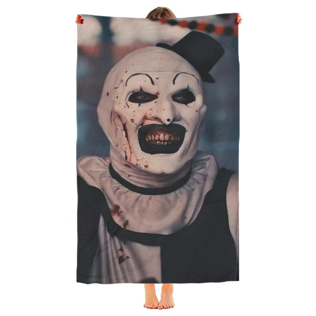 Microfiber Beach Towel Terrifier Horror Movie Print Quick Dry Sandless Beach Blanket Soft Comfortable for Men Women Camping