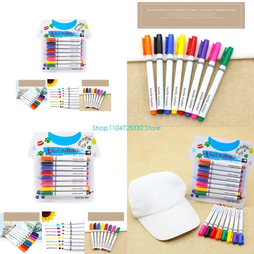 P5EA Fabric Paint Markers Permanent Textile Marker,8Colors Art Supplies for Coloring T-Shirts, Jeans, Jackets, and Backpacks