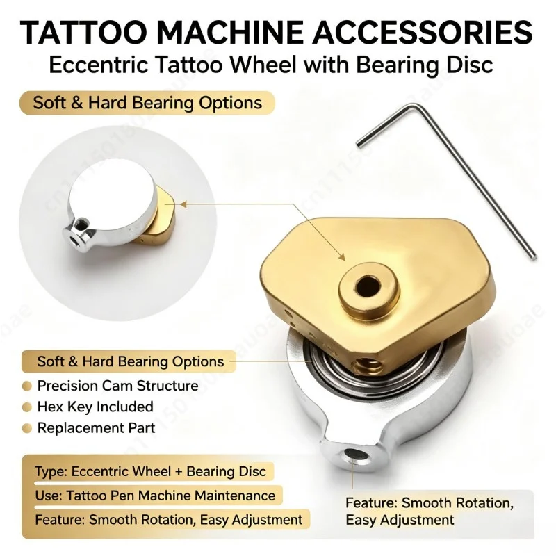 Tattoo Machine Accessories, 3 Eccentric Tattoo Wheels, Soft & Hard Tattoo Pen Bearing Disc Replacement Parts