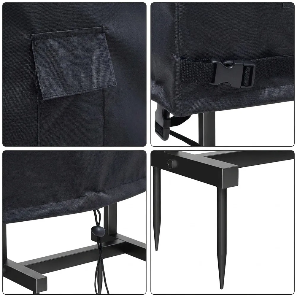 Garden Hose Rack Cover with Front Storage Pocket and Reinforced Bottom Buckles for Secure Fit on Telescopic Racks