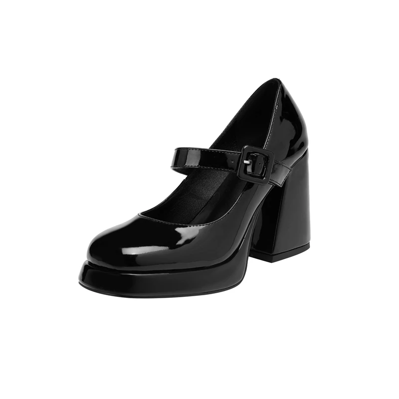 Mary Jane-zapatos de tacón alto para mujer, calzado de suela gruesa con cabeza redonda, plataforma impermeable, hebilla de cinturón, primavera y otoño, nuevo