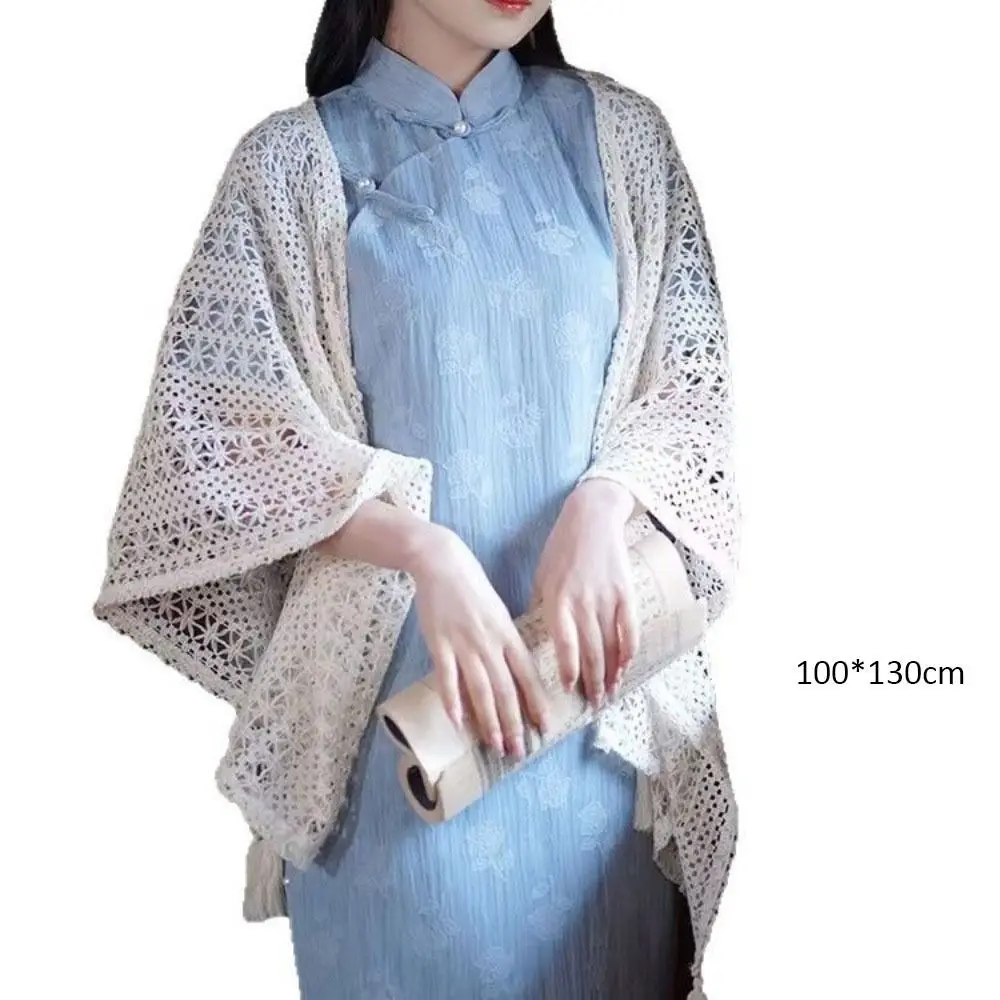 رقيقة شيونغسام شال شال معاطف الشمس حماية واقية من الشمس شرابة مكيفة قميص العرقية نمط راجلان كم