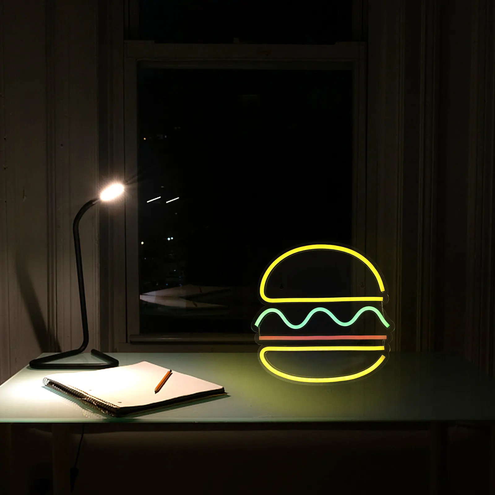 

Creative Burger LED Modeling Light USB Powered Neon Atmosphere Lamp for Home Office Wall Decor - Soft Healthy Illumination