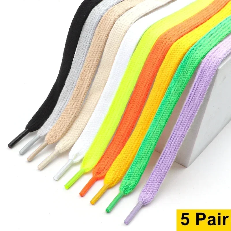 5 Paar neue Präzisionsweben flache Schnürsenkel Baumwolle Schnürsenkel Tennis Sneakers Schuhe Spitze 0,8 cm Breite Schuhe Zubehör Schnürsenkel