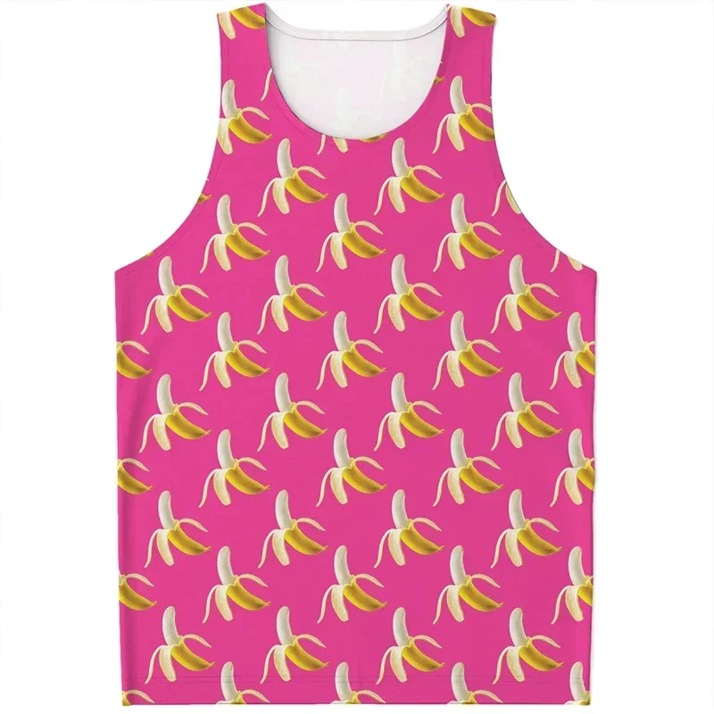 

Summer Mens Sleeveless Fruit Pattern Tank Top 2024 New Cherry Banana Oversized Vest Tee Shirts Streetwear Clothing Tops