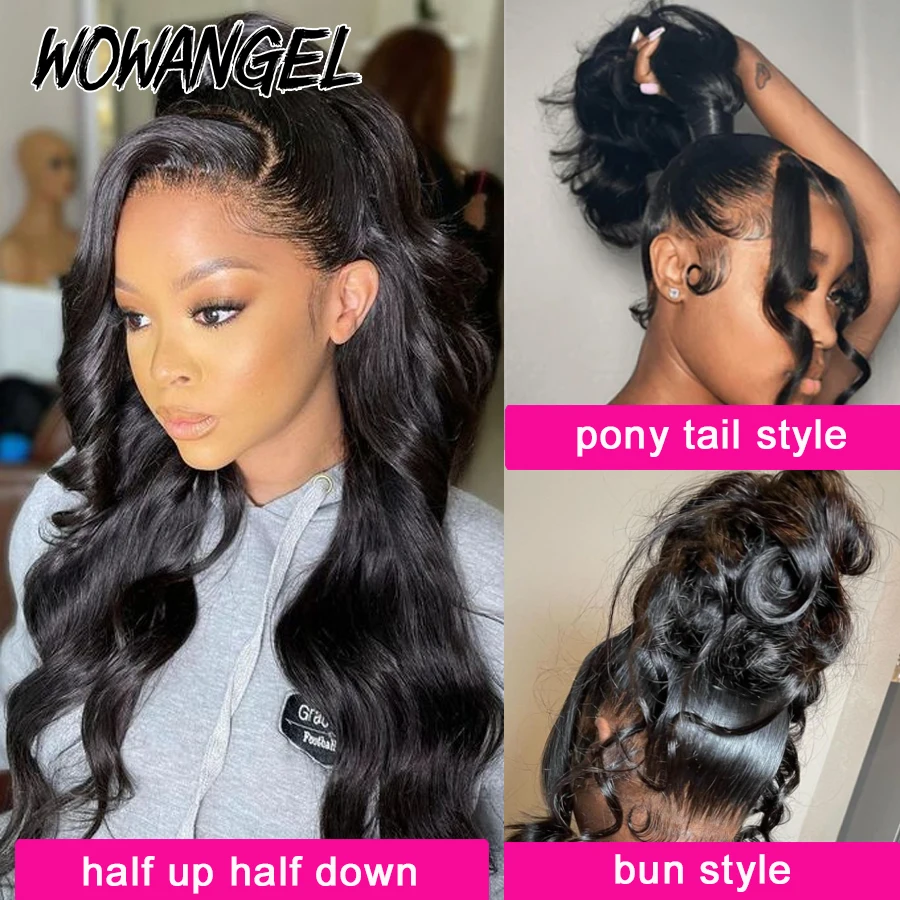 360 HD Lace Front Human Hair Wigs Body Wave Wigs 250% HD Transparent Lace Frontal Wigs 30 32 inch Full Lace Wigs Pre Plucked