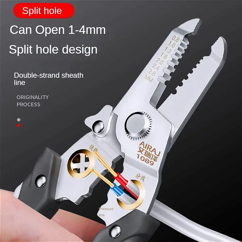 

AIRAJ New multifunctional wire stripping pliers, wire pressing pliers, sharp cable scissors, wiring electrician pliers