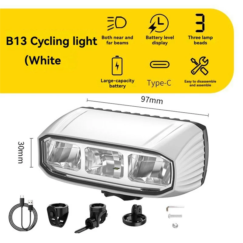 A51Q-Bike المصباح LED ضوء بار قابلة للشحن عالمية للدراجات الجبلية/الطرق #6