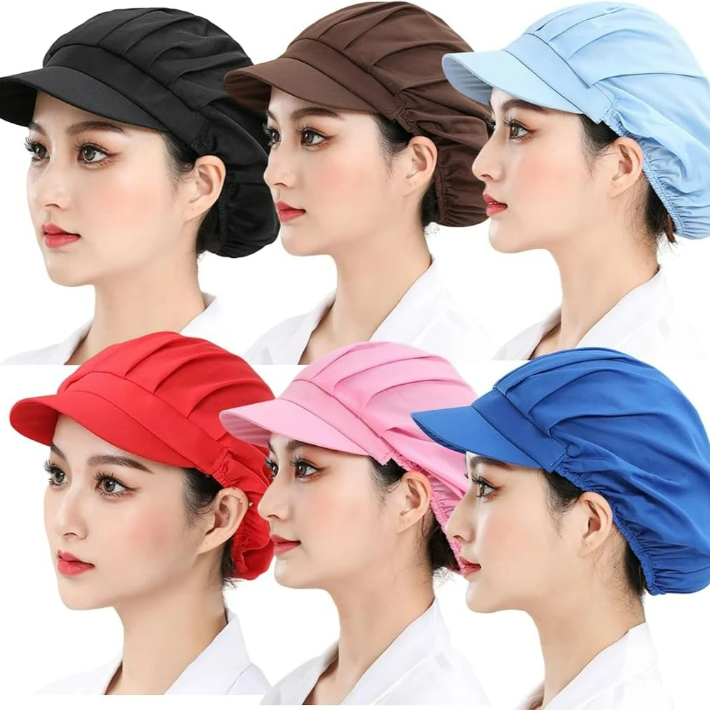 Solid Breathable Work Dust Cap for Women Men Adjustable Cooking Chef Caps Food Service Hair Nets Chic Hat Work Accessories