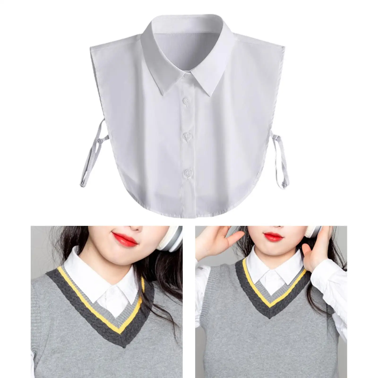 White Women False Collar Fashion Shawl Lapel Collar for Apparel Formal Uniforms