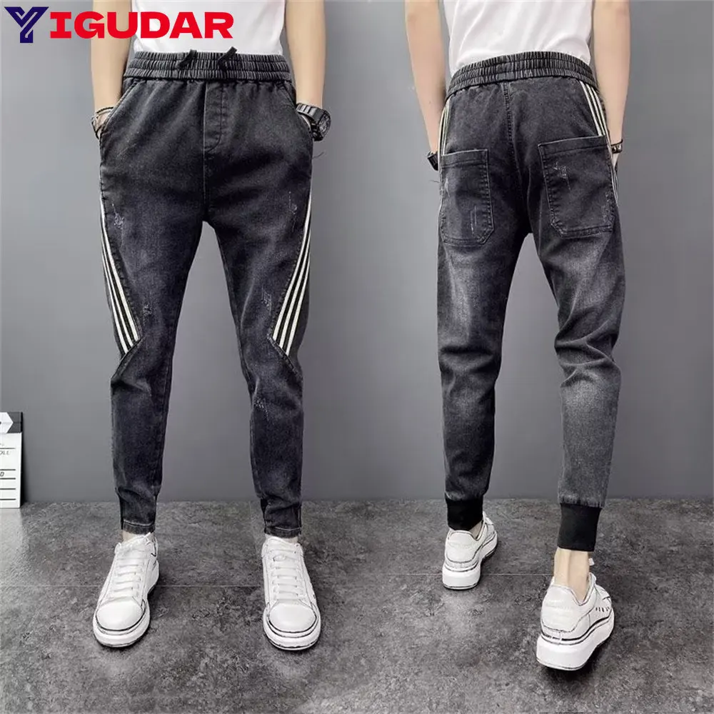 

Mens Jeans Harem Pants Fashion Pockets Desinger Loose fit Baggy Moto Jeans Men Stretch Retro Streetwear Relaxed Men Jeans