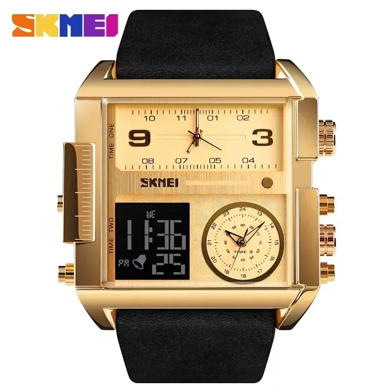 SKMEI 1391 Mens Quartz Movement Watches Clock reloj hombre 3 Time Men Sports Watch Top Luxury Brand Military Digital Wristwatch