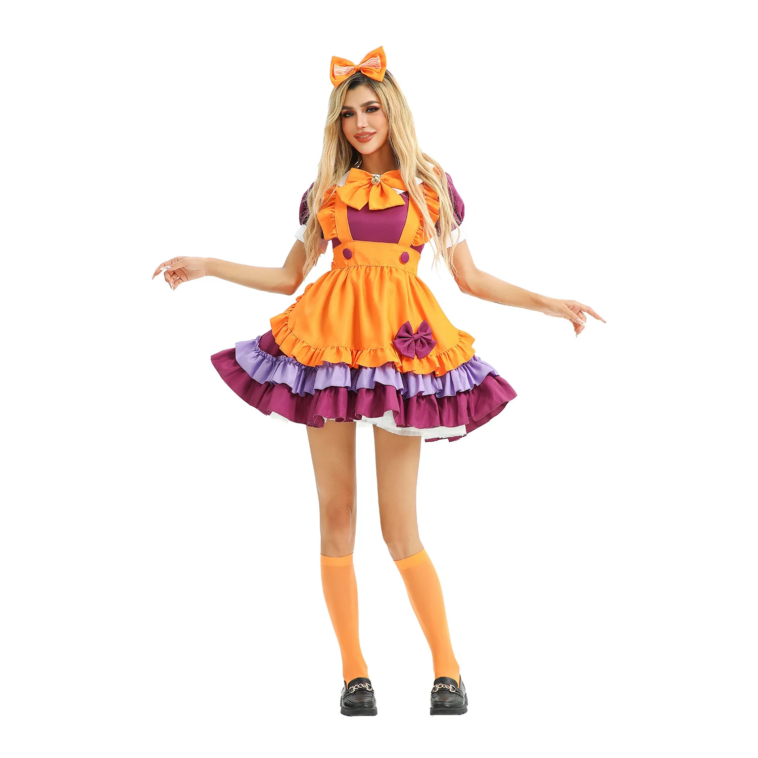 Costume di Halloween di grandi dimensioni Gonna di zucca Lolita Cameriera Uniforme Cosplay Abito da spettacolo teatrale per le donne