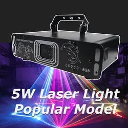 3D Stage Laser Light para Festa de Casamento, Animação Profissional Strong Beam, DMX Iluminação, Clube, DJ, Disco, Festa, Bar Laser Projector, 5W, Novo