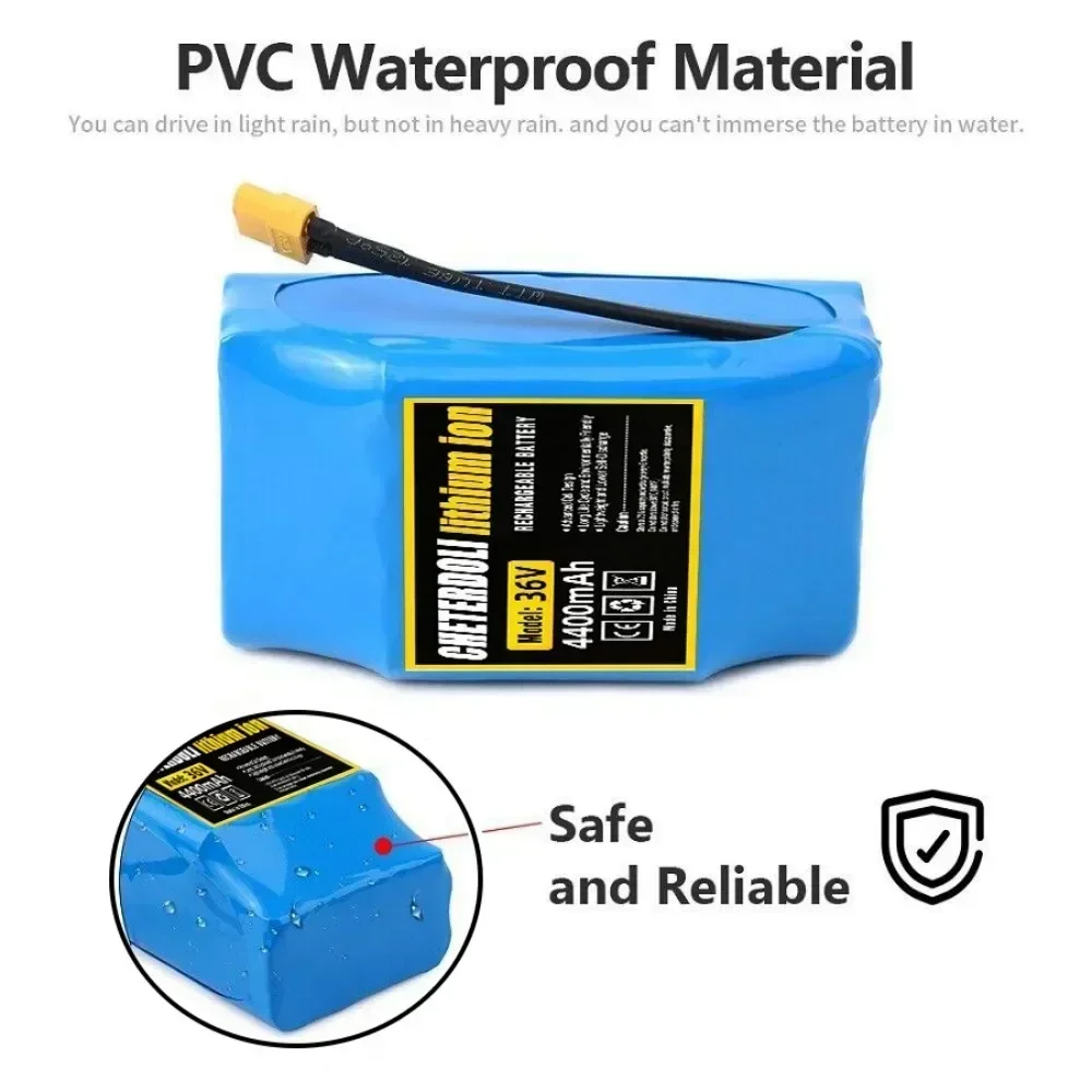 Exceptional 36V 4400mAh 10s2p Lithium Rechargeable Battery for Electric self - balance Scooter Hover Board Unicycle.