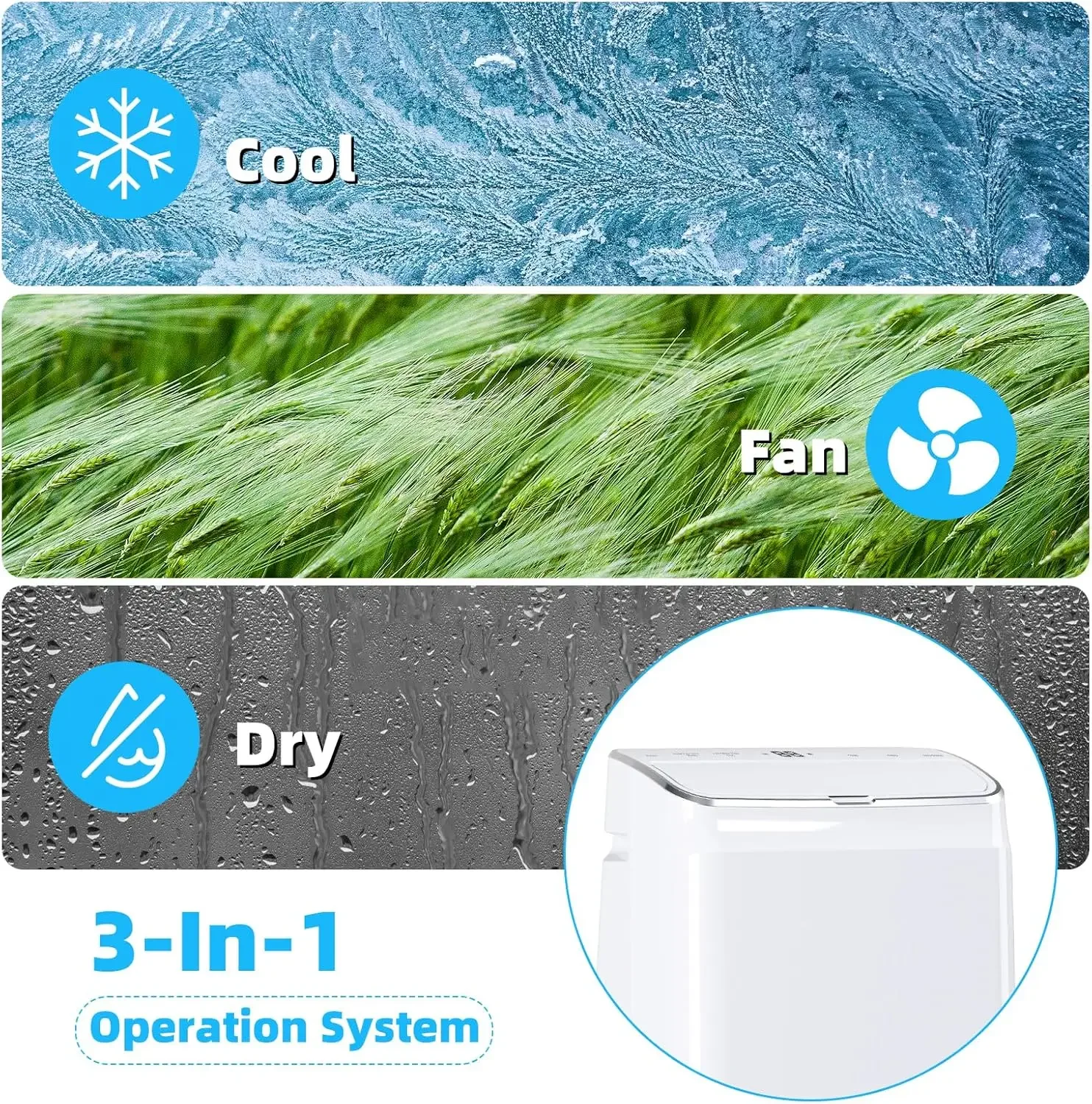 Portable Air Conditioner, Portable AC Unit with Built-in Dehumidifier and Cooling Fan for Room up to 400 sq.ft., 24 H