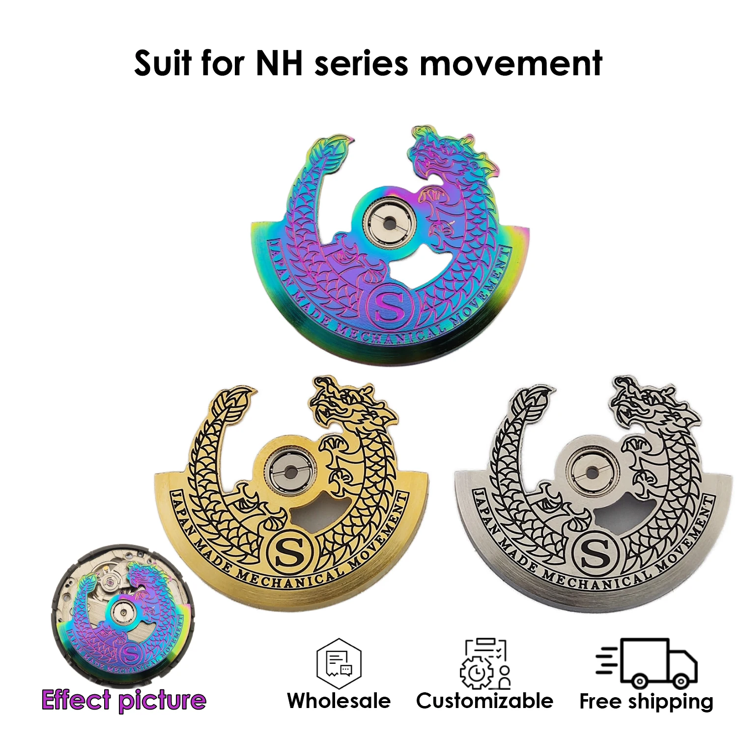 

Осциллирующий весовой ротор в форме дракона, фиолетовый костюм для серии NH 4R35B 4R36A, аксессуар для ремонта автоматического движения, оптовая продажа