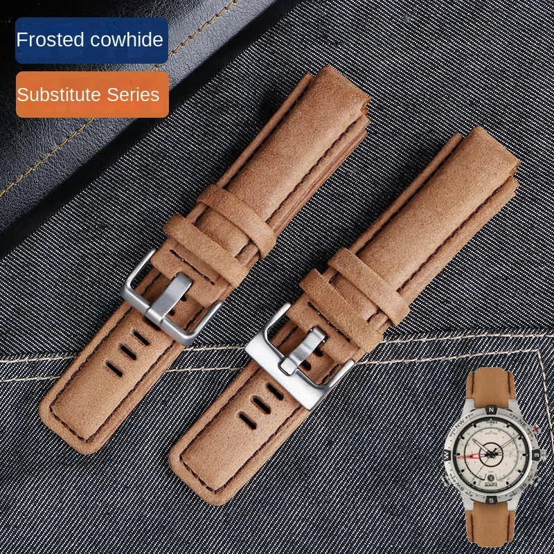 Correa de reloj de piel de vaca esmerilada para TIMEX Tidal compass, pulsera de cuero impermeable con herramientas, T2N721, T2N720, 739, TW2T76500
