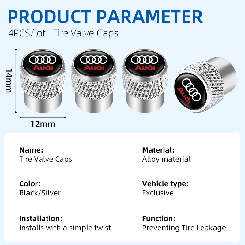2025 حار 4 قطعة سيارة الإطارات صمام منفذ الهواء الجذعية غطاء غطاء التوصيل CNC لأودي A1 A3 A4 A5 A6 A7 S3 S4 S5 S6 RS3 RS4 RS5 RS6 Q3 Q5 Q7 #2