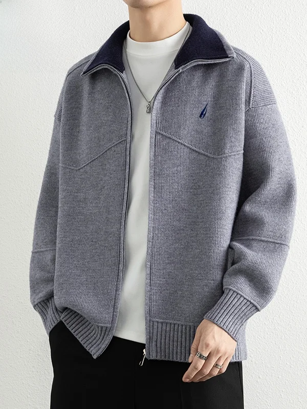 

Nautica Men's Faionable Casual Knitwear Cardigan Sweater Spring Autumn Zipper Closure Long Sve Warm Sli Leisure Coat