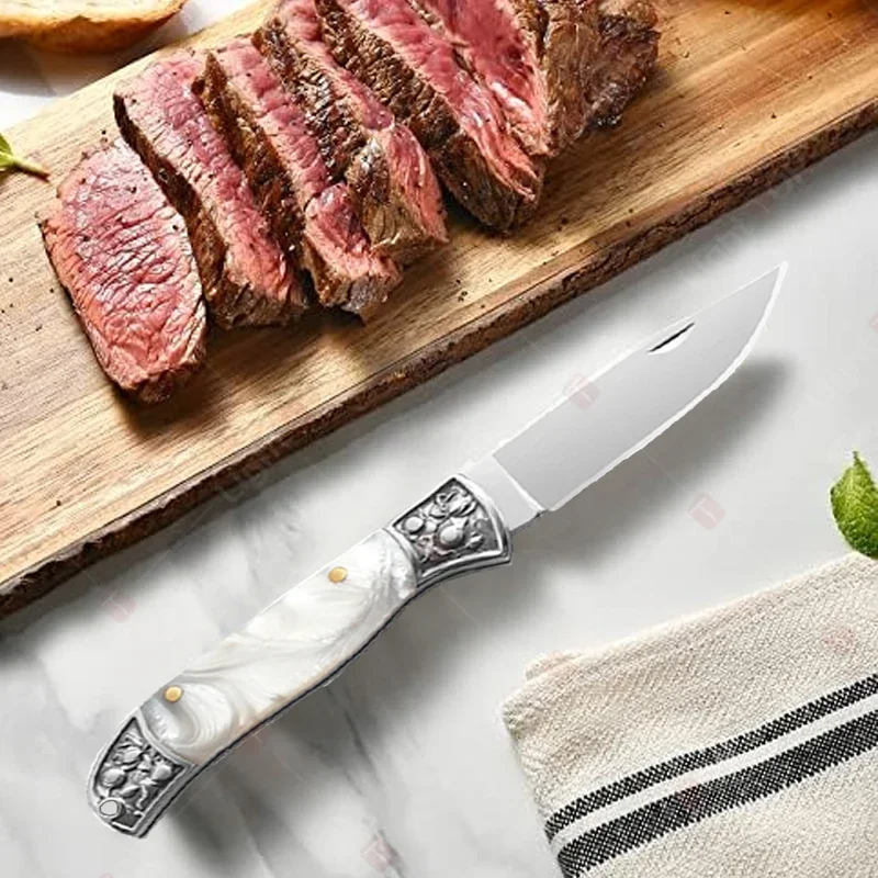 WXCOO Portable Pocket Stainless Steel Folding Knife Butcher Knife Fruit Slicing Cutting Knife Meat Cleaver Kitchen Accessories