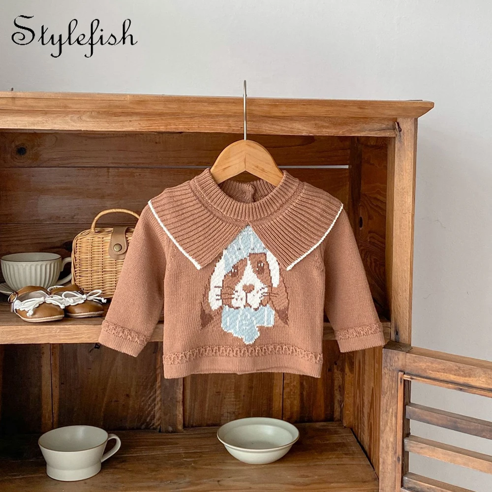 

Spring new baby clothes for 0-3 years old, long-sleeved sweaters for baby boys and girls, and knitted tops with rabbit pattern