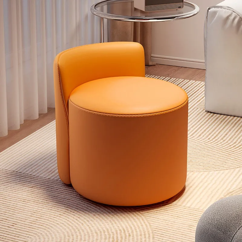 Household low stool soft backrest simple sofa coffee table leather stool sitting pier door shoe changing footstool