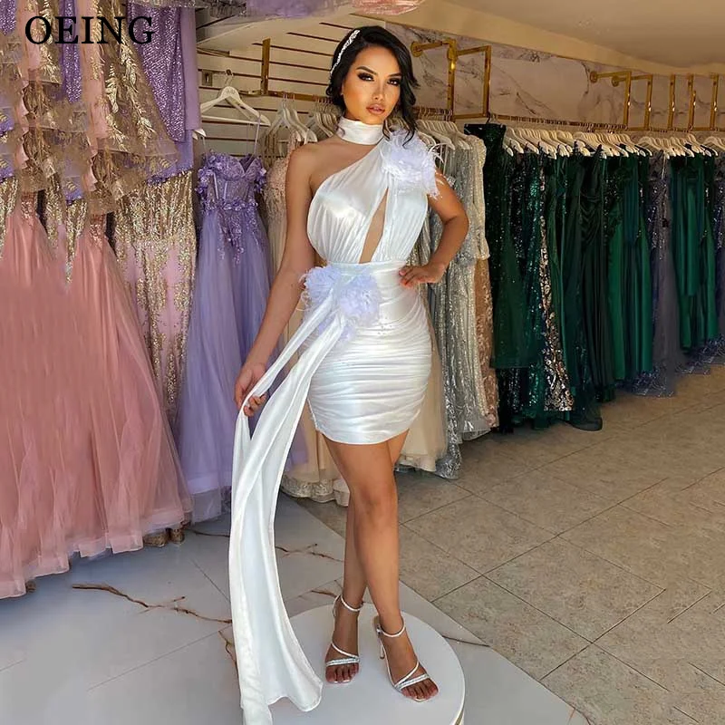 

OEING White Short Party Dress Elegant Cut Out Tassel Train Sexy Mermaid Prom Dresses Formal Occasion Gowns Vestidos De Fiesta