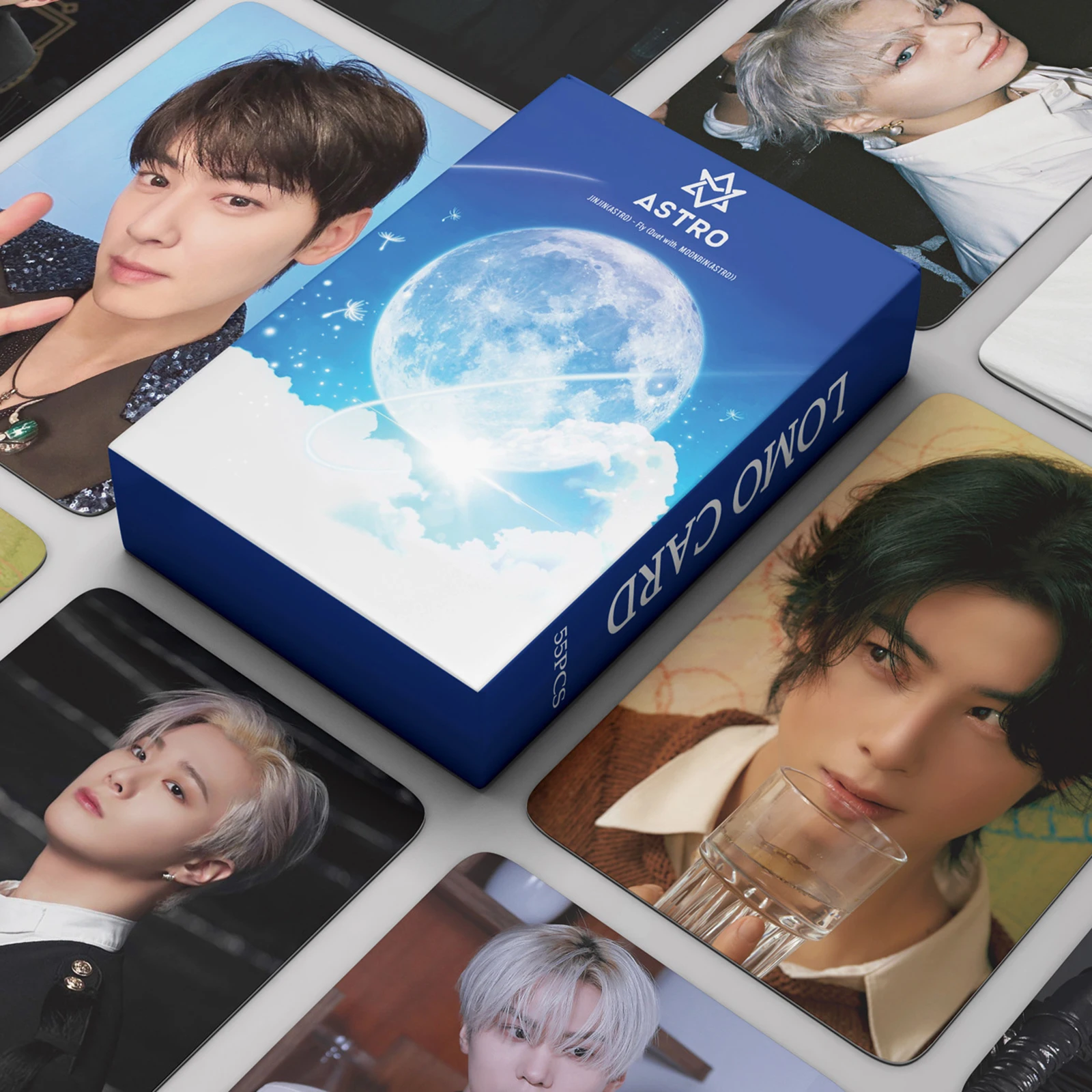 

55Pcs/Box KPOP Astro 8th Anniversary Lomo Cards Eunwoo Moonbin Jinjin Sanha HD Selfie Two Sides Photocards Postcards Fans Gifts