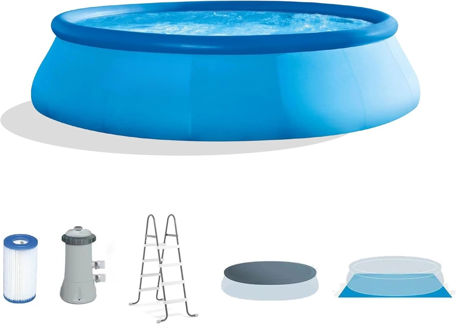 

26165EH Easy Set Inflatable Swimming Pool Set: 15ft x 42in – Includes 1000 GPH Cartridge Filter Pump – Removable Ladder