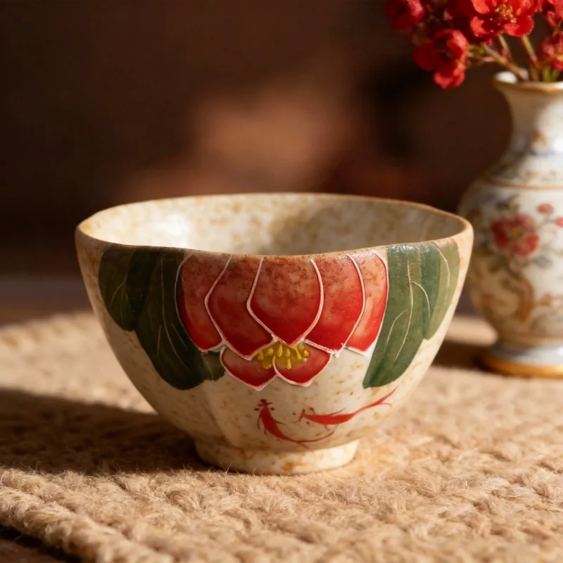 High End Ceramic Tea Cup Retro Master Single Cup Household Hand Painted Tasting Bowl Kung Fu Tea Ware Tea Accessory