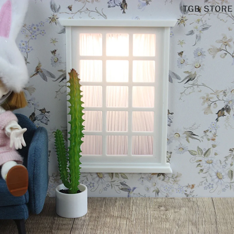 1 قطعة PLA الأبيض مصغرة إطار النافذة نموذج الديكور ويندوز دمية 1/12 لعبة أثاث صغير