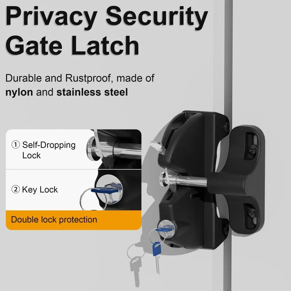 Black Color Outdoor Door Lock Spring Loaded Pull Cable Double-ded Lock Durable Non-rusting 2 Sided Locking Self-Locking Door Kit