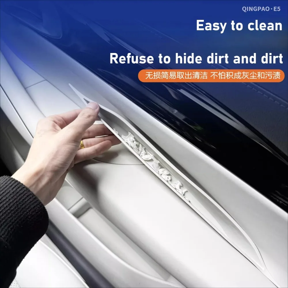 

For Geely Galaxy E5 EX5 2024 2025 4pc Car Door Groove Handle Silicone Storage Box Waterproof Front Rear Door Slot Organizer Tray