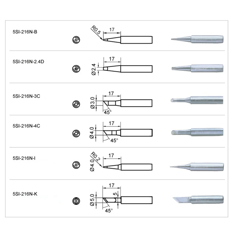 Soldering Iron Tip Pro\'skit 5SI-216N B/K/I/3C/4C for SS-206 SS-207 Internally Copper Alloy Heating Core Component Accessories