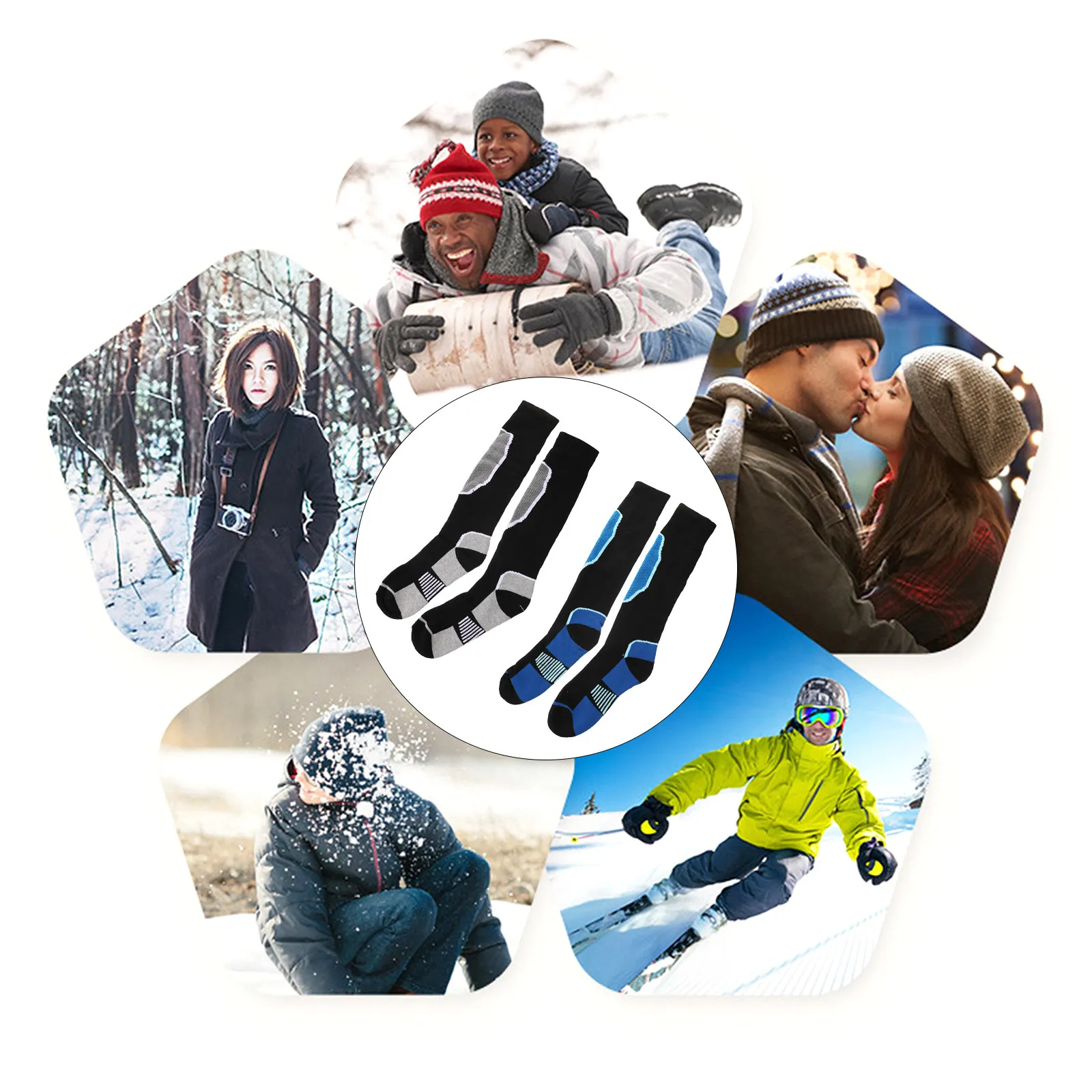 

2 пары мужских влагоотводящих лыжных носков из плотного хлопка для спортсменов, бегунов, офисных работников, теплые компрессионные носки для активного отдыха