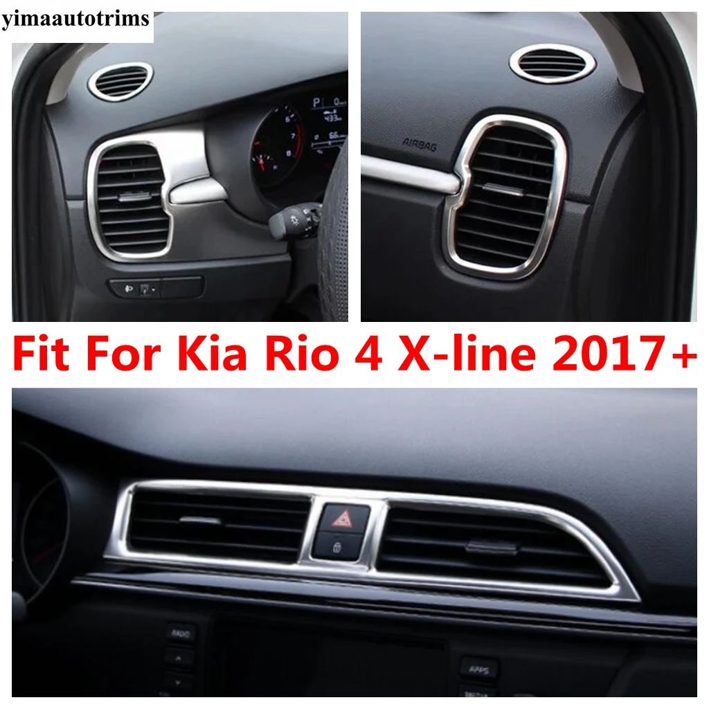 

Dashboard Front AC Air Conditioning Outlet Vent Cover Trim Stainless Steel Accessories Interior For Kia Rio 4 X-line 2017 - 2020