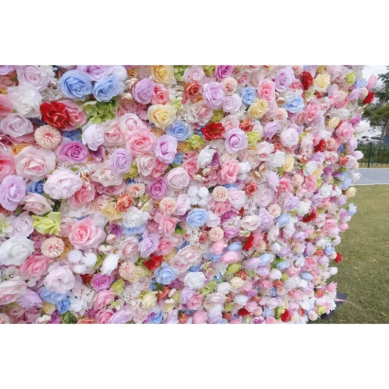 Custom Size Artificial Autumn Wildflower Wall Panel Luxury Wedding Backdrop Decoration Faux Floral Curtain for Event Stage