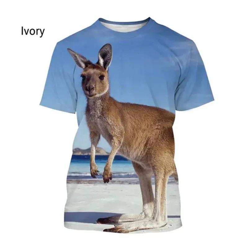 Cute Animal Kangaroo Pattern Tshirt For Men Women 3D Printing Casual Short Sleeve Funny Tee Tops Mens Oversized T Shirts