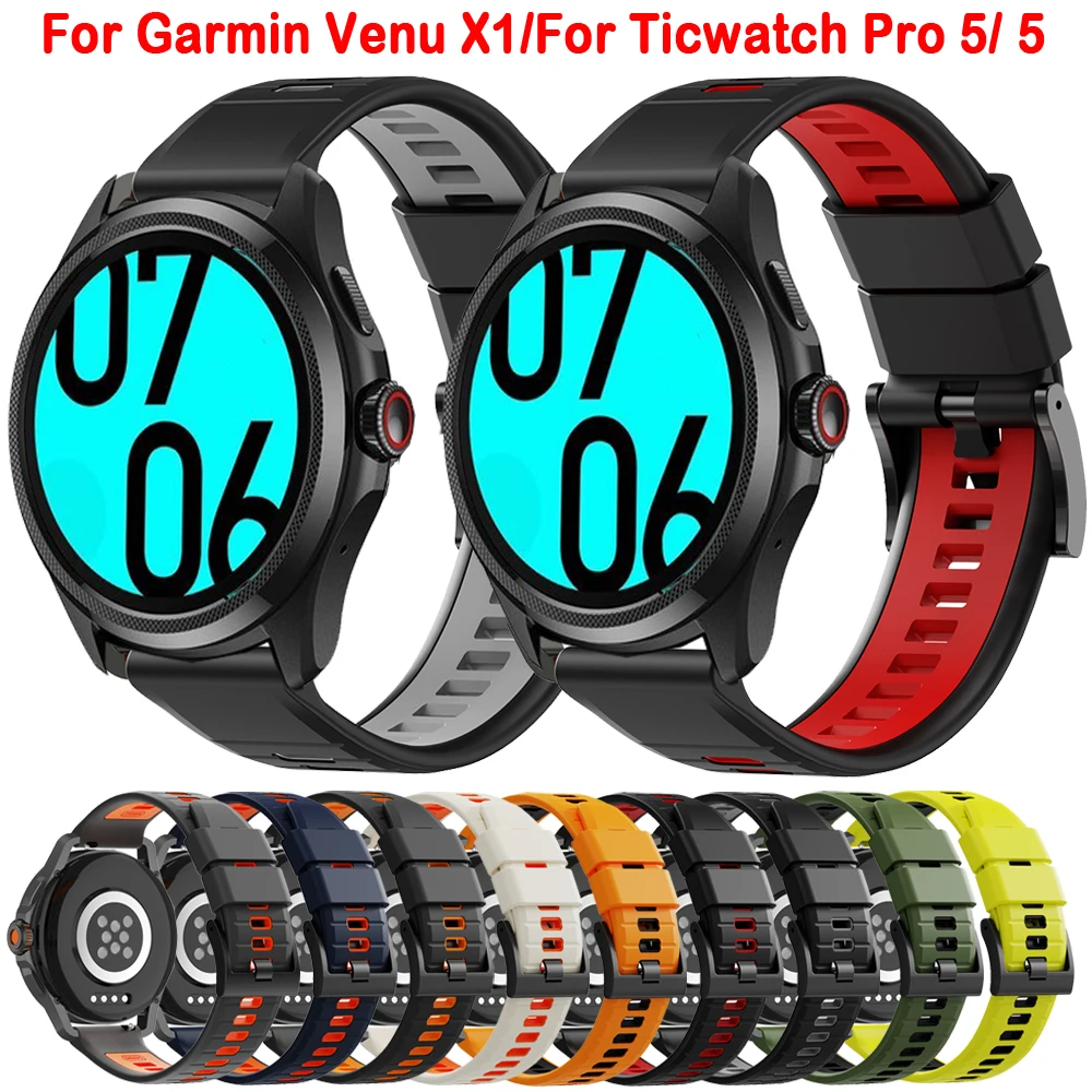 

For Ticwatch Pro 5/5 Enduro Watch Strap 24mm Correa Silicone Belt For Garmin Venu X1/COROS NOMAD For Zeblaze Ares 3 Watchband