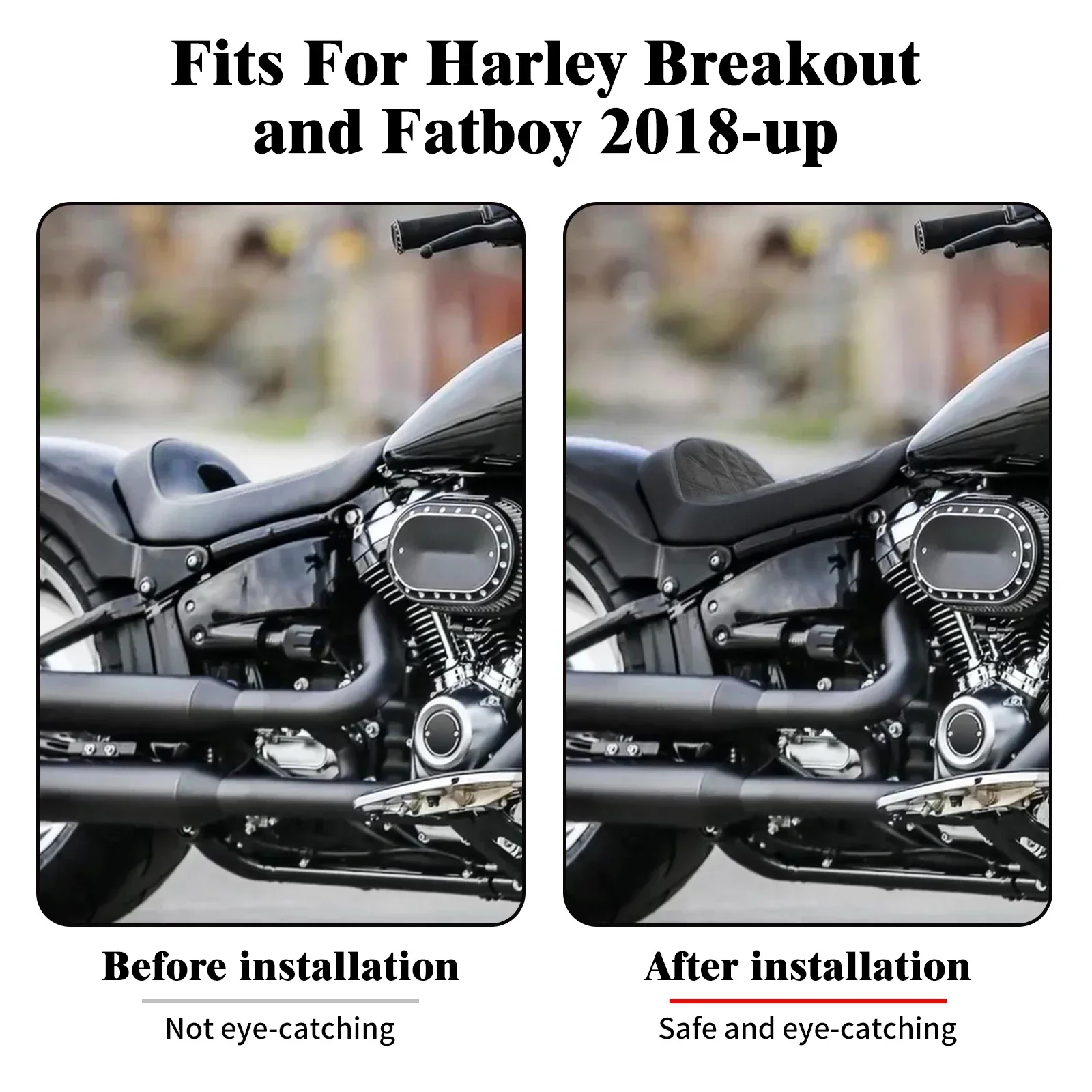 Motorcycle Front Driver Solo Seat Low Profile Diamond Cushion Black For Harley Softail Breakout Fatboy FLSTF FXBRS 2018 2019-Up