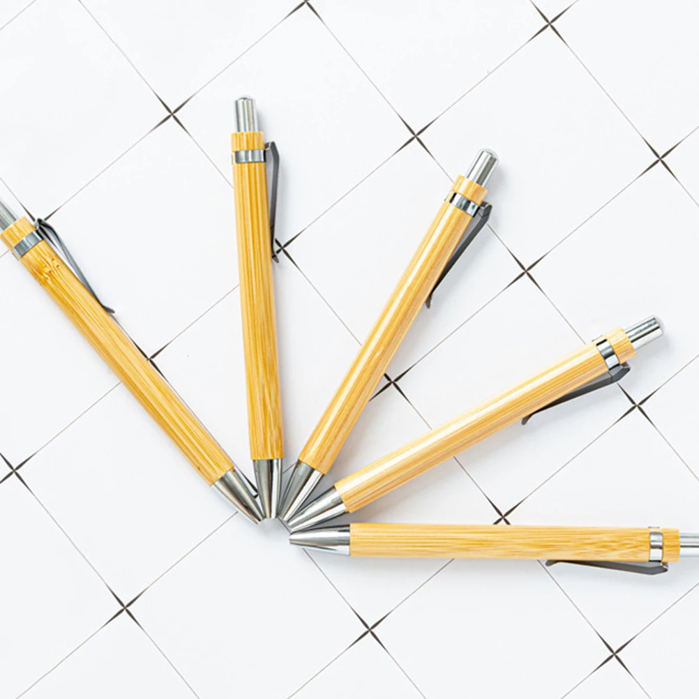 

5 Pcs Press The Pen Ballpoint Pens Daily Use Writing for Kids Smooth Bamboo Creative Office Ergonomic Short