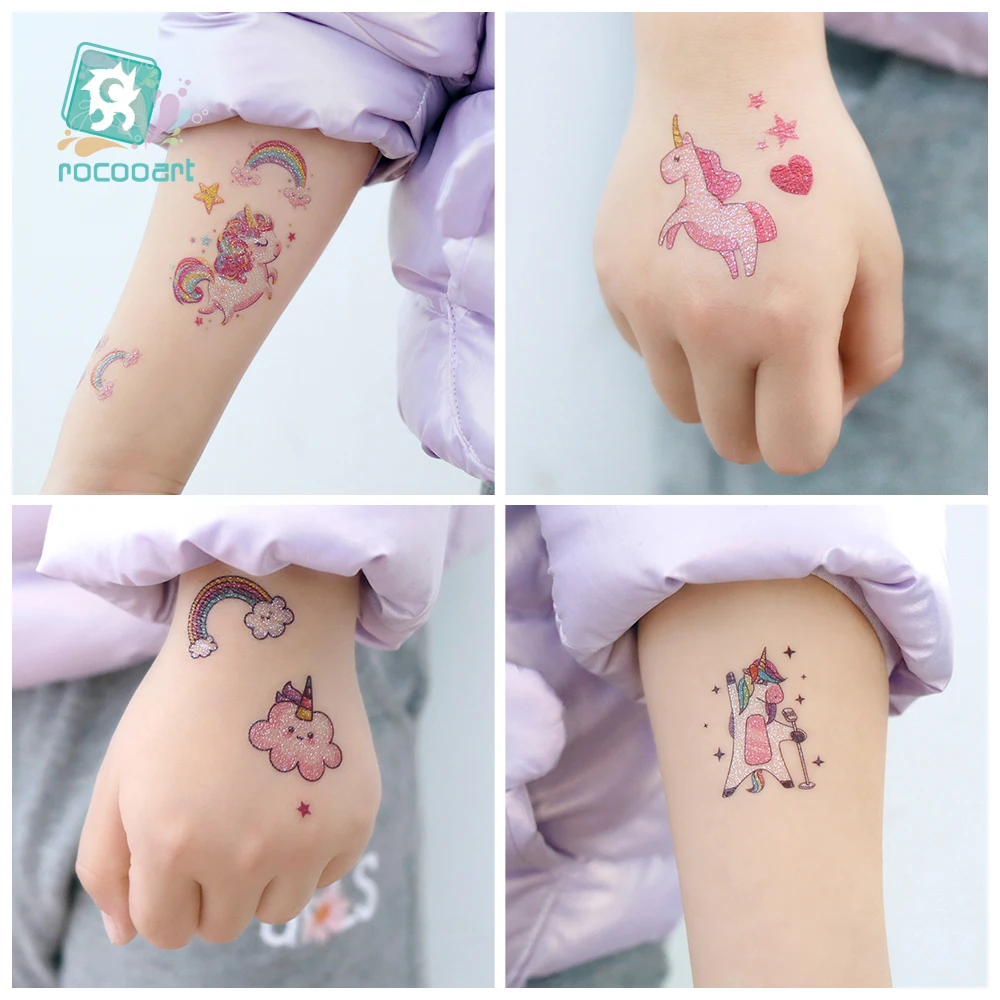 Cartoon Unicorn Flash Tattoo Kids Watch Fake Tattoo Waterproof Temporary Tattoo Stickers For Children Gift Party Body Art Tattoo